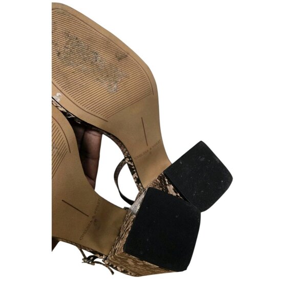 Chelsea & Violet Tara Womens Size 8 Snake Print Ankle Strap Peep Toe Sandals - Picture 6 of 8